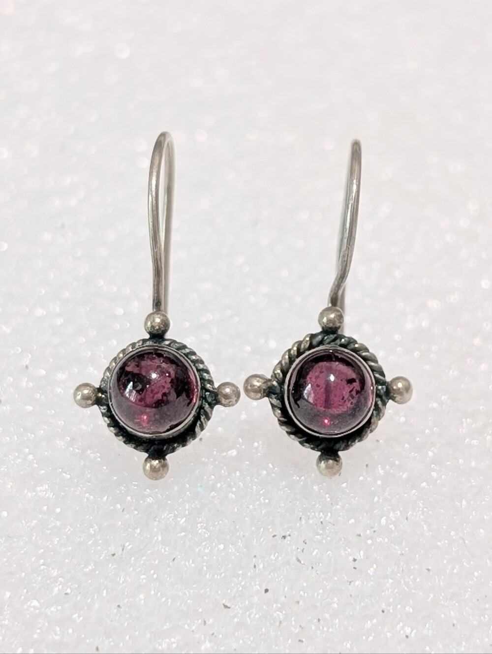 Vtg Sterling Silver Genuine 1.5cttw Pink Tourmaline .75" Dangle Hook Earrings